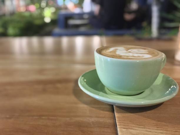 Picture of latte in a coffee shop
