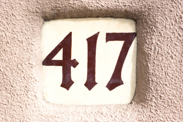 istock Ceramic Number 417 Street Address Tile, Beige Background 1282589449