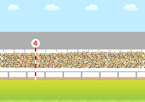 Sports Stadium And A Lot Of People Horse Racing Track Stock Illustration -  Download Image Now - iStock