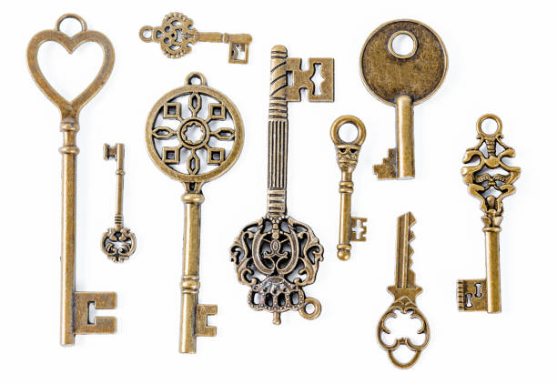 istock Vintage Keys Collection Isolated On White 1282590950