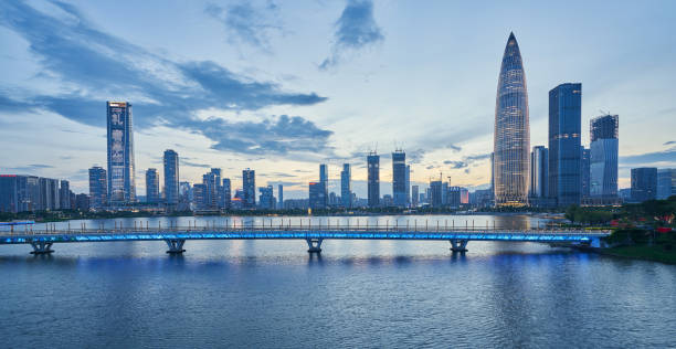 istock shenzhen urban skyline at dusk 1282596084
