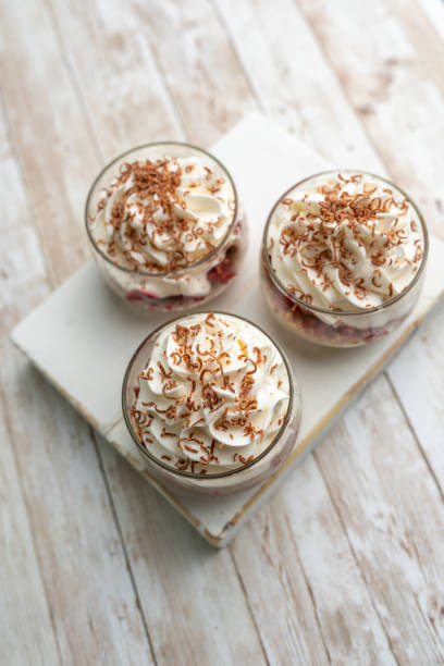 istock White Chocolate mousse dessert in a glass with raspberry and chocolate shavings 1282599002