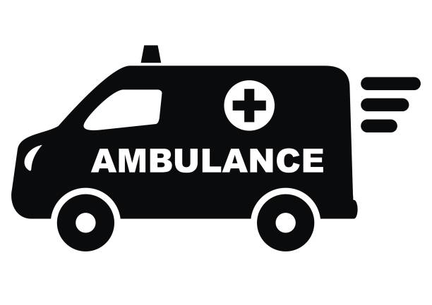 ilustrações de stock, clip art, desenhos animados e ícones de ambulance, black van, vector icon - truck moving van white backgrounds