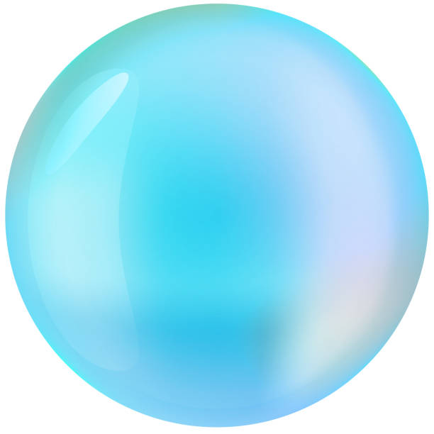 istock Glass blue ball or precious pearl. Glossy realistic ball, 3D abstract vector illustration highlighted on a white background. Big metal bubble with shadow. 1282603174