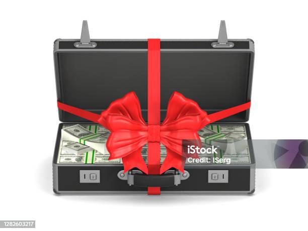 Case With Cash Money On White Background Isolated 3d Illustration Stock Photo - Download Image Now