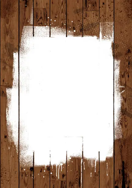 Vector illustration of White paint on wooden boards