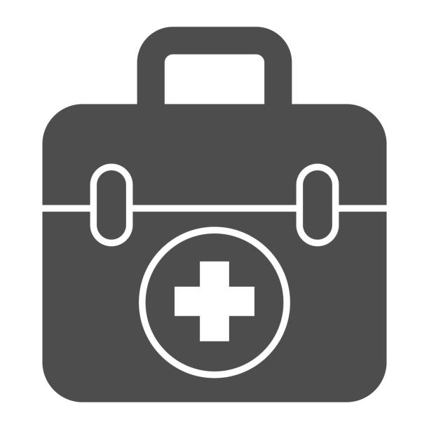 First aid kit solid icon, Medical concept, Medical Kit sign on white background, First aid box with cross icon in glyph style for mobile concept and web design. Vector graphics. First aid kit solid icon, Medical concept, Medical Kit sign on white background, First aid box with cross icon in glyph style for mobile concept and web design. Vector graphics suitcase illustrations stock illustrations