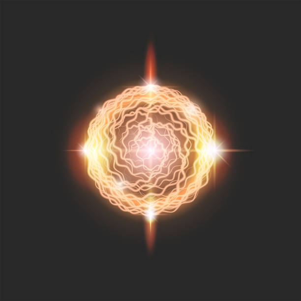 istock Fireball glowing fiery plasma sphere magic element, realistic blazing energy ball lightning effect, futuristic scientific tech vector illustration 1282607541