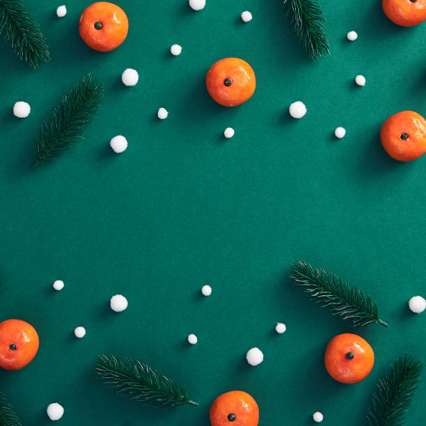 istock Christmas composition on dark green background 1282615130