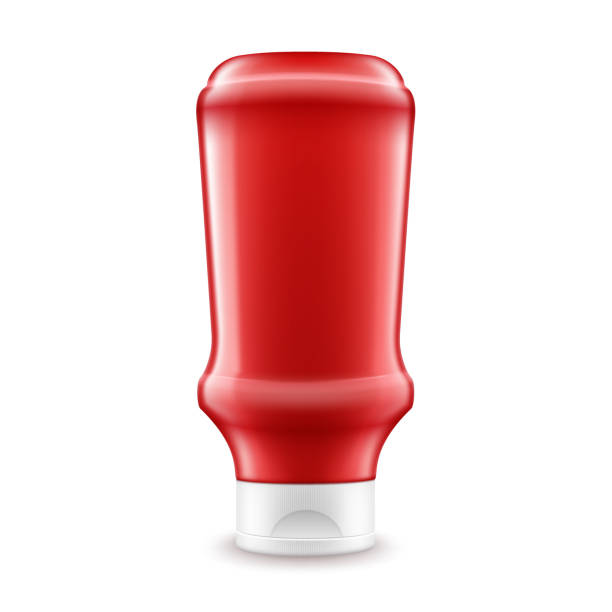 istock Vector Blank Plastic Red Tomato Ketchup Bottle for Branding without label Isolated on White Background 1282616198