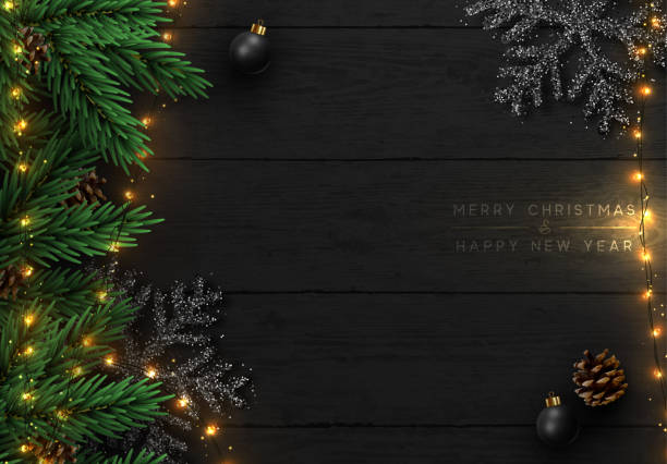istock Christmas composition on wooden background. 1282621043