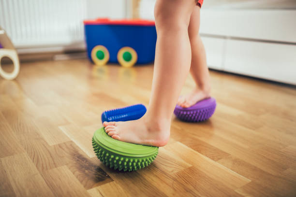 istock Flat feet correction exercise. 1282623830