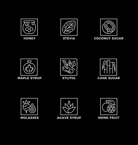 ilustrações de stock, clip art, desenhos animados e ícones de vector set of design elements, logo design template, icons and badges for sugar alternatives. - tree isolated maple tree green