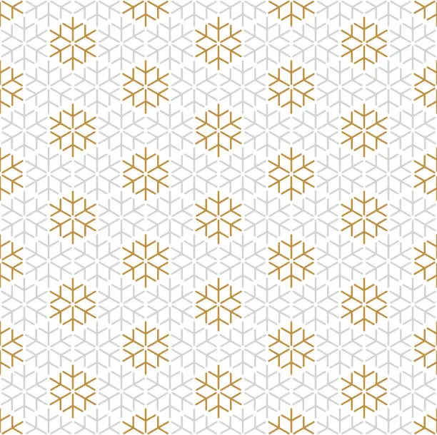 Vector illustration of Minimalistic Snowflake Seamless Pattern.