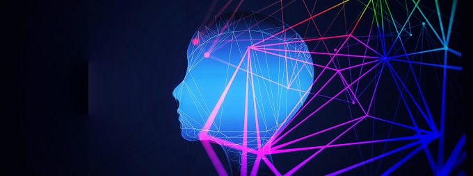 3D illustration of an abstract person's profile with the concept of science technology