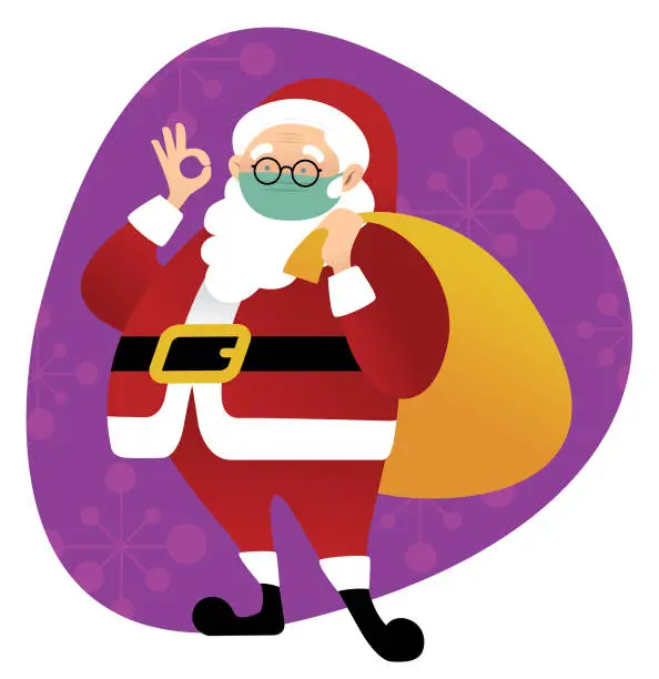 Vector illustration of Santa wearing Mask