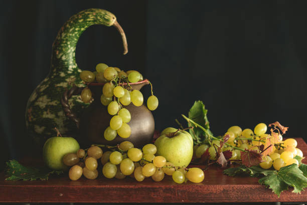 istock Fruits on wooden table 1282633567