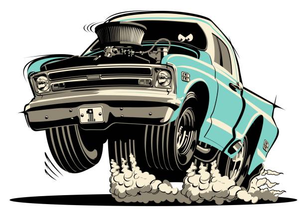 istock Cartoon retro hot rod isolated on white background 1282638749