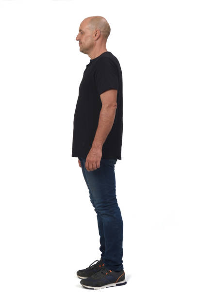 istock full portrait of a bald man on white background, 1282642321