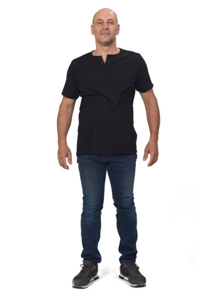 istock full portrait of a bald man on white background, 1282642326