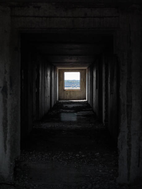 istock Window outside from weathered abandoned floor way 1282645307