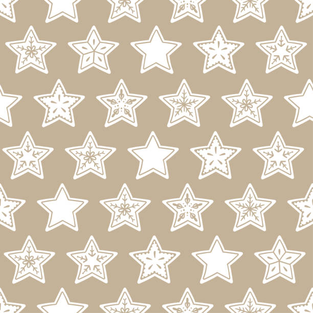 istock Lovely hand drawn seamless pattern, christmas background with decorated cinnamon stars, great for wrapping paper, textiles, banners, wallpaper - vector design 1282646007