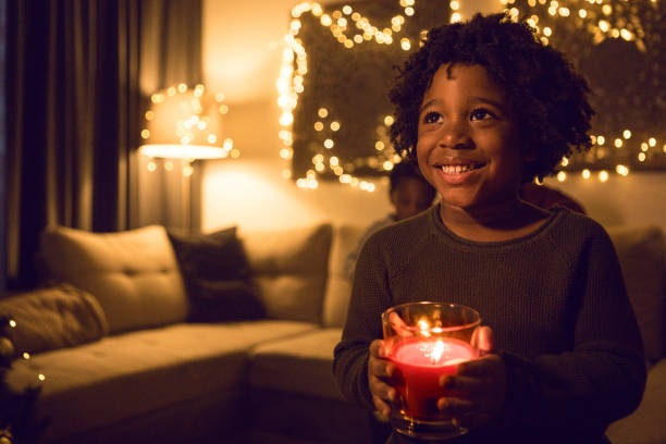 istock Beautiful Black boy at Christmas 1282646027