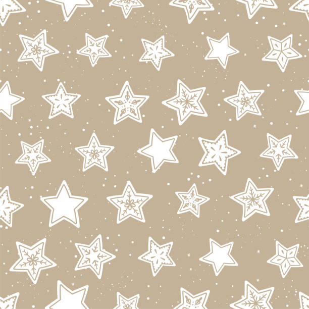 istock Lovely hand drawn seamless pattern, christmas background with decorated cinnamon stars, great for wrapping paper, textiles, banners, wallpaper - vector design 1282646039