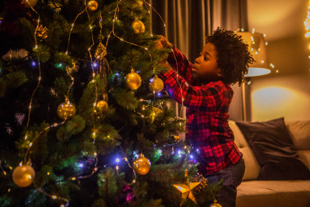 istock Beautiful Black boy at Christmas 1282648029