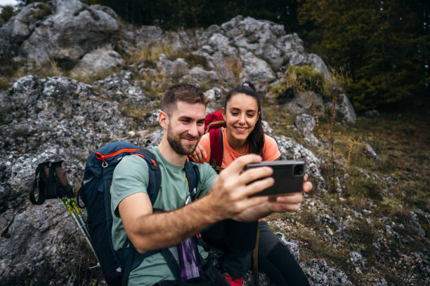 istock Young hikers taking selfie 1282649261