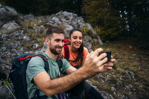 istock Young hikers taking selfie 1282649294