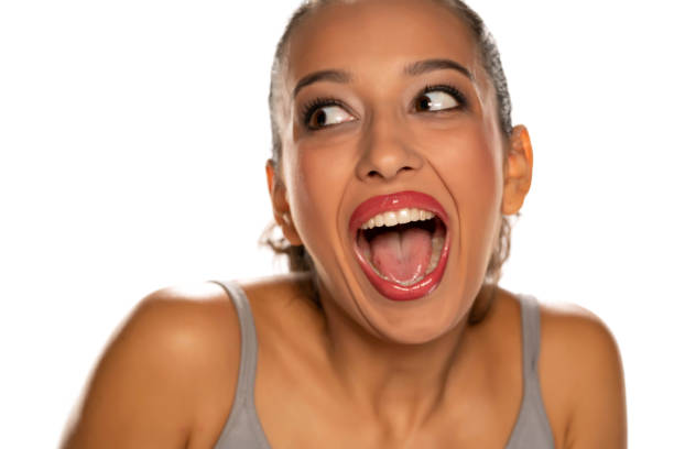 istock Happy young dark skinned woman 1282653326