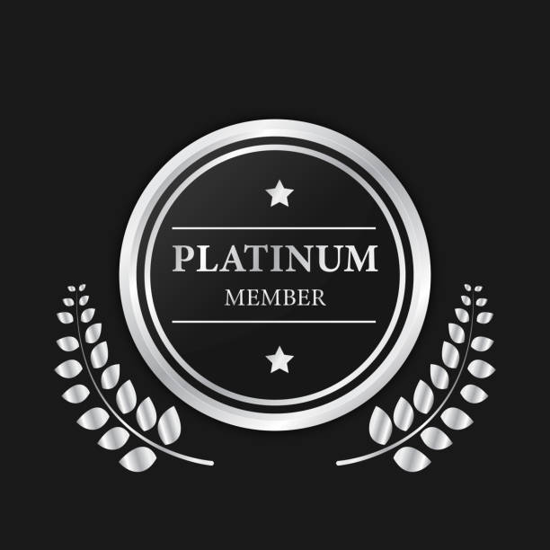 illustrazioni stock, clip art, cartoni animati e icone di tendenza di abbonamento vip platinum badge platinum, qualità premium, poster di biglietti d'invito premium. - platino