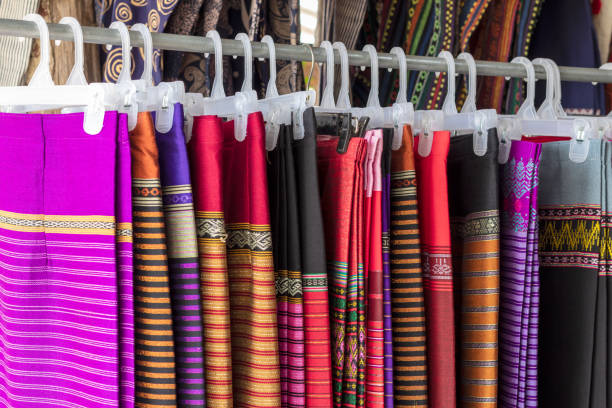 Rows of hanging colorful sarong.
