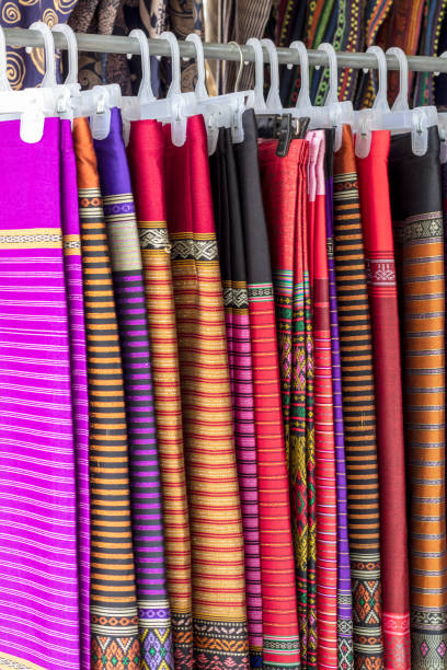 istock Rows of hanging colorful sarong. 1282654423