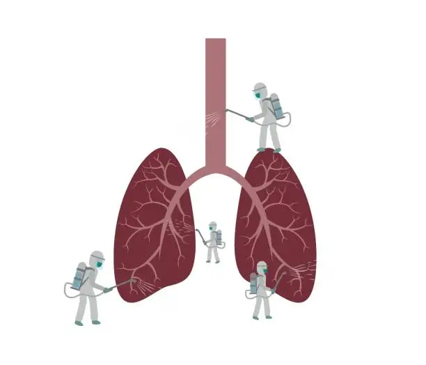 Vector illustration of lung virus and disease. creative lung disease treatment vector çizim.