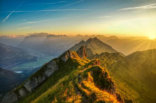 istock beautiful sunset on the mountain 1282656659