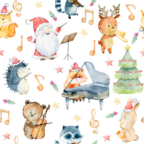 aquarell-weihnachtsmuster. - note to santa stock-grafiken, -clipart, -cartoons und -symbole