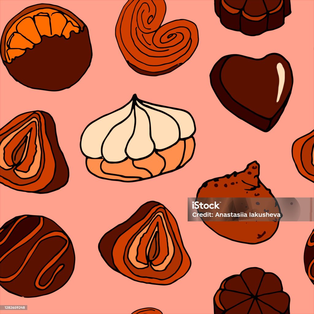 Brown Pattern Sweets Seamless Pattern With Chocolate Sweets Stock Illustration - Download ...