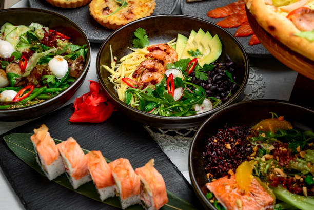 istock Mixed food, there are different dishes on the table 1282659925