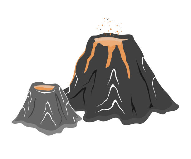 Cartoon Vector Illustration Of Volcano Erupting And Lava Flowing Down Its  Sides Stock Illustration - Download Image Now - iStock