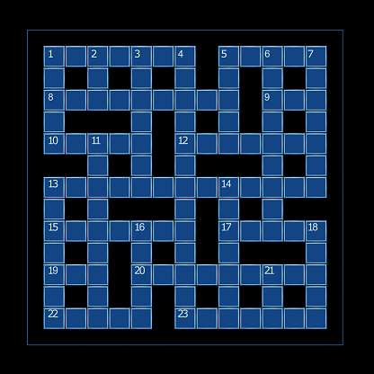 Crosswords puzzle game materialized from 3d tiles. Empty leisure game waiting for solving.