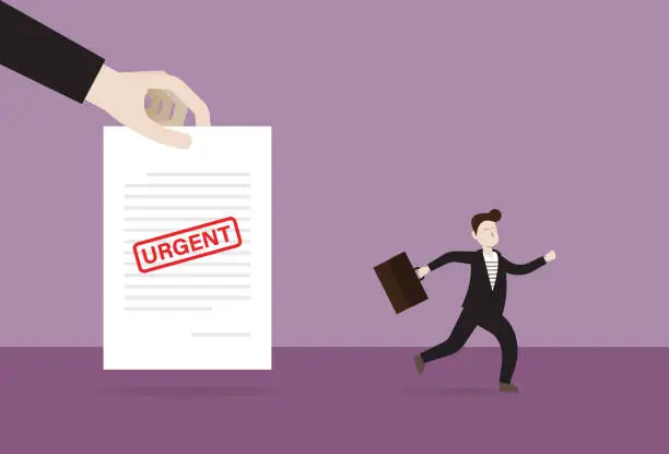 Vector illustration of The manager shows an urgent document to a businessman