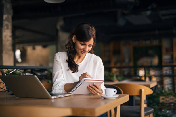 istock Taking break from office, working at cafe. 1282670344