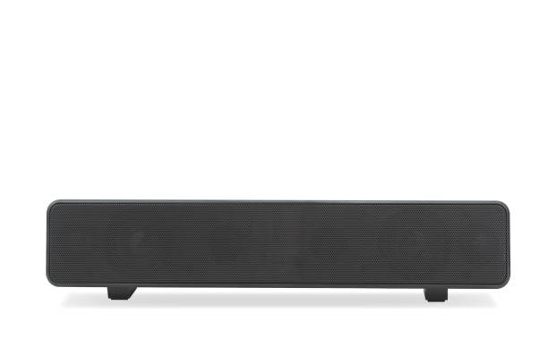 Black wireless sound bar speaker on isolated white background Black wireless sound bar speaker on isolated white background subwoofer photos stock pictures, royalty-free photos & images