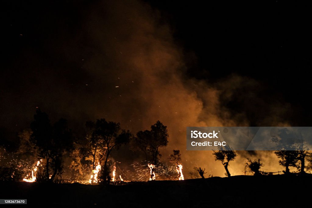 View of a massive fire Fire - Natural Phenomenon Stock Photo