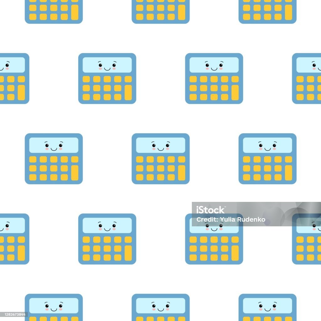Little Cute Colorful Calculator Seamless Pattern On White Background little-cute-colorful-calculator-seamless-pattern-on-white-background