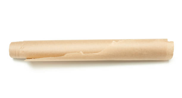 istock roll of brown wrapping paper isolated on a white background 1282674773