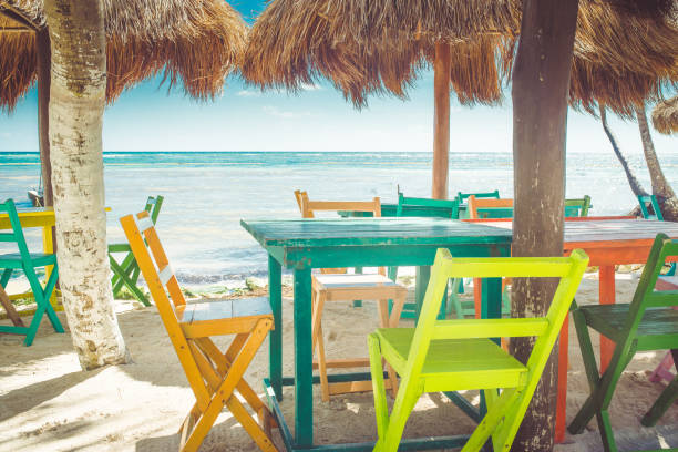 istock Empty outdoor dining beachside tropical tourism 1282679922