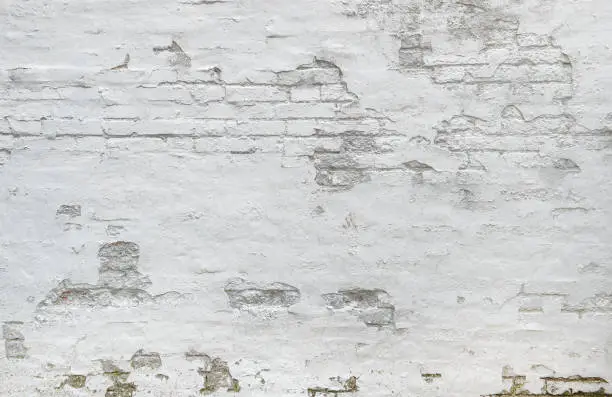 Photo of White brick wall background Weathered plaster